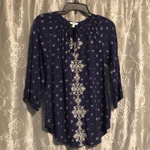 Blue and white blouse